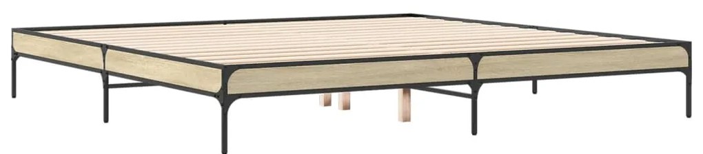 vidaXL Πλαίσιο Κρεβατιού Sonoma Δρυς 200x200 εκ. Επεξ. Ξύλο &amp; Μέταλλο