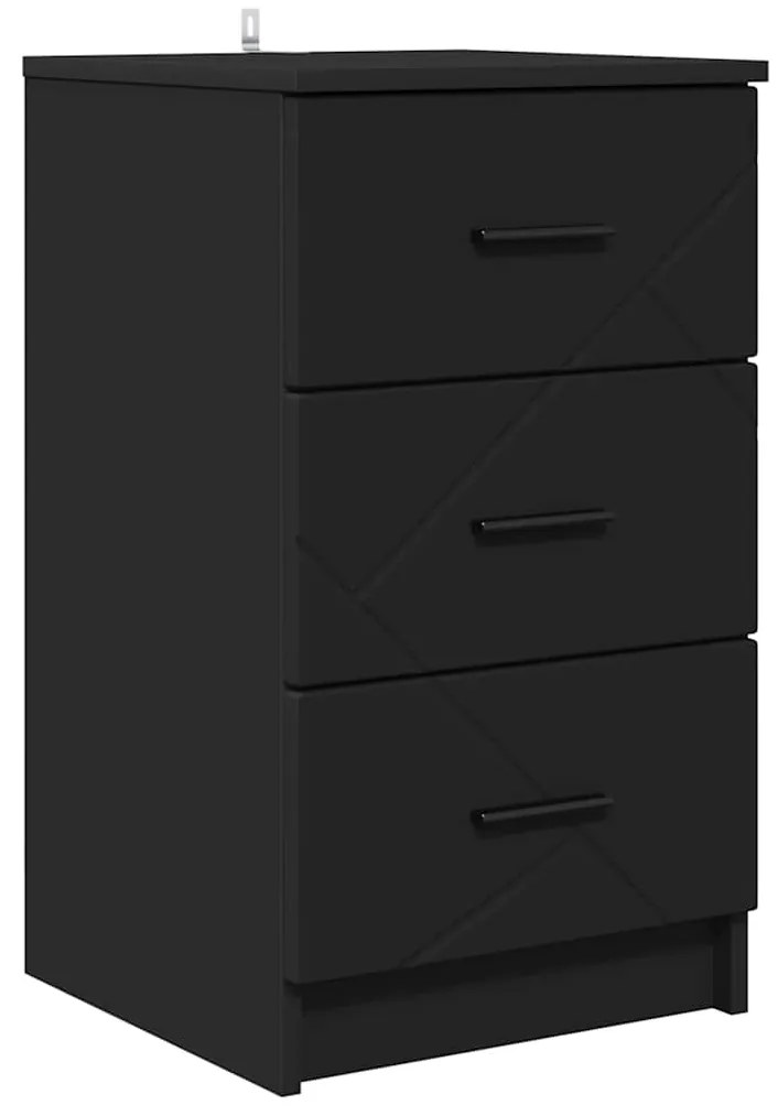 vidaXL Κομοδίνο με συρτάρι Μαύρο 38 x 38 x 66 εκ Επεξεργασμένο ξύλο