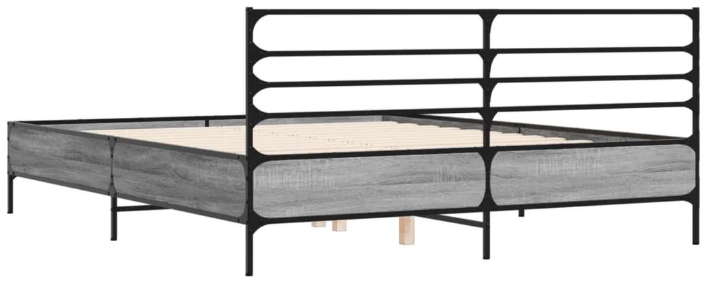 vidaXL Πλαίσιο Κρεβατιού Γκρι Sonoma 160x200 εκ. Επεξ. Ξύλο &amp; Μέταλλο