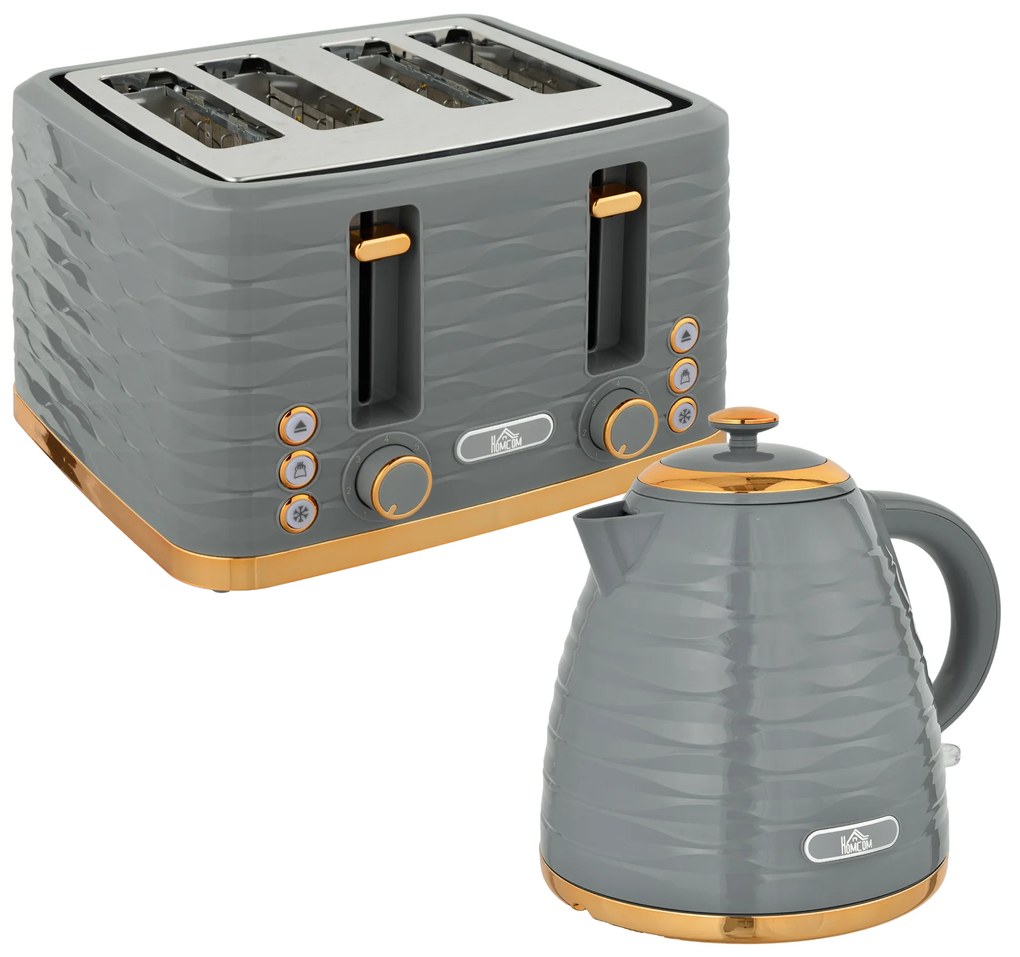 HOMCOM Σετ 2-σε-1 Τοστιέρα και Βραστήρας, 7 επίπεδα καβουρδίσματος, λειτουργία απόψυξης και επαναθέρμανσης, Γκρι