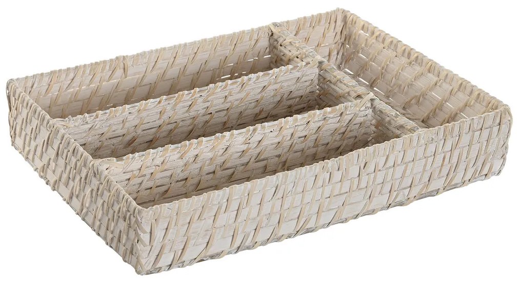 Οργανωτής Μαχαιροπήρουνων Home ESPRIT Λευκό Φυσικό Bamboo 34 x 24 x 6 cm