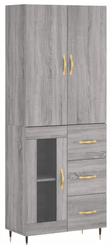 vidaXL Ντουλάπι Γκρι Sonoma 69,5 x 34 x 180 εκ. Επεξεργασμένο Ξύλο