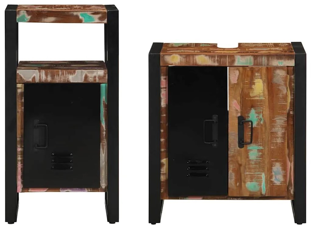 vidaXL Σετ Επίπλων Μπάνιου με συρτάρι 2 pcs Στερεό Ανακτηθέν Ξύλο