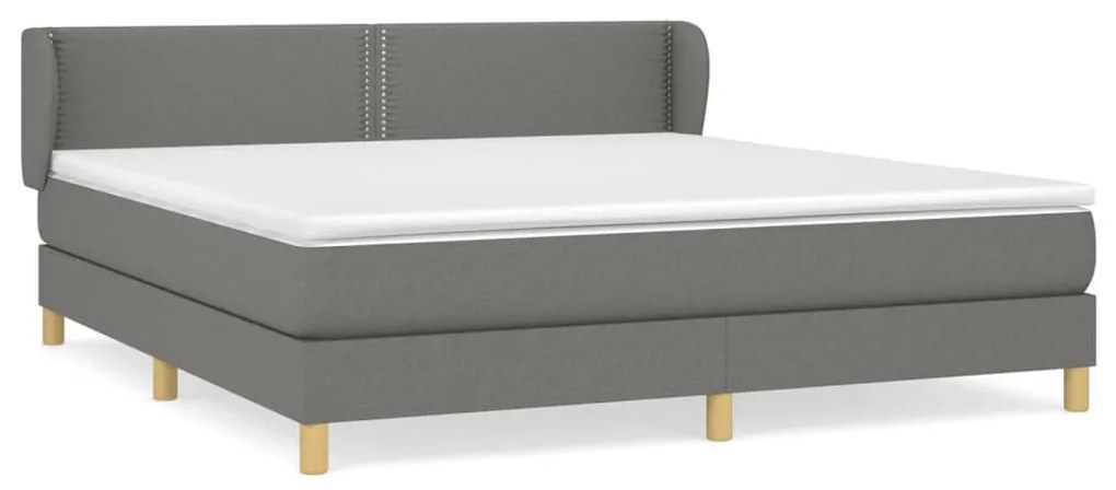 vidaXL Κρεβάτι Boxspring με Στρώμα Σκούρο Γκρι 180x200 εκ Υφασμάτιν