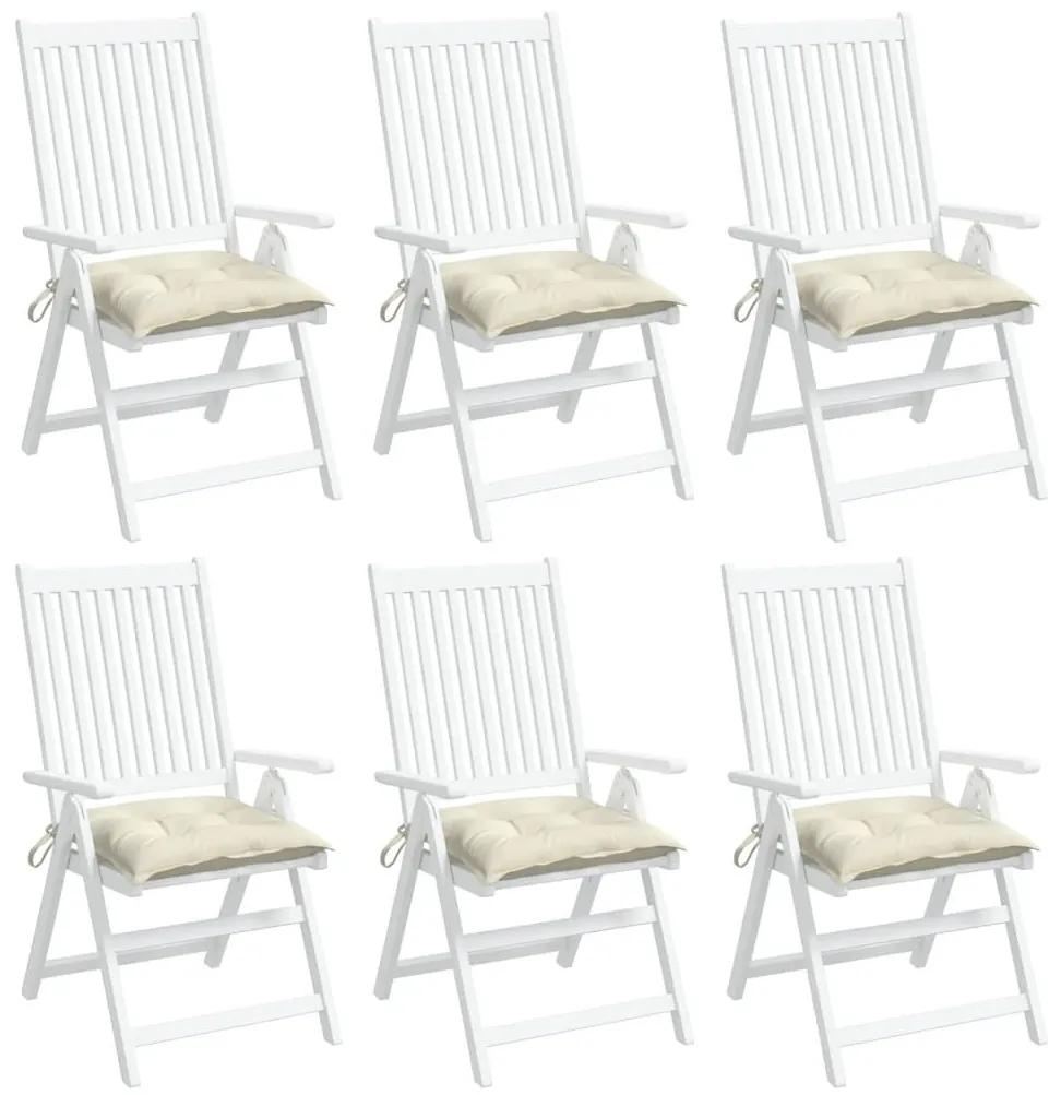 Μαξιλάρια Καρέκλας Κήπου 6 τεμ. Λευκά 40x40x7 εκ. Υφασμάτινα - Λευκό
