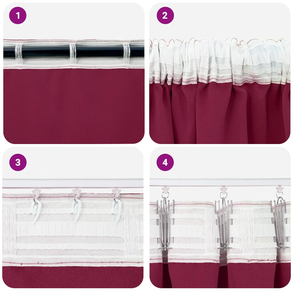 vidaXL Κουρτίνες με κουρτίνες 2 pcs Κόκκινο 225 x 140 εκ. Πολυεστέρας