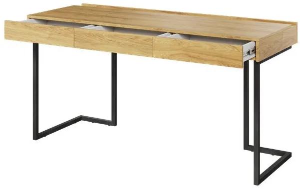 Τραπέζι γραφείου Fresno AG118, Με συρτάρια, Αριθμός συρταριών: 3, 76x150x60cm, 34 kg, Ανοιχτό χρώμα ξύλου, Γκρι | Epipla1.gr