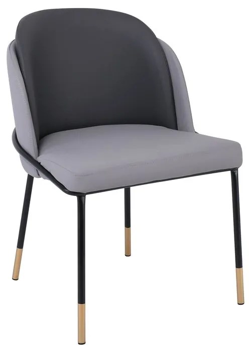 WOODWELL ΕΜ177,2SELECT Καρέκλα Τραπεζαρίας- Κουζίνας, Μέταλλο Βαφή Μαύρο, Pu Ανοιχτό-Σκούρο Γκρι 56x54x78cm ΕΜ177,2