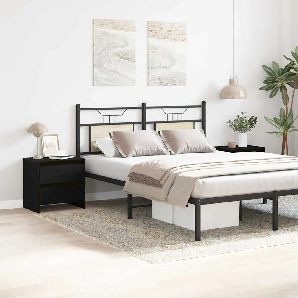 vidaXL Κομοδίνο 2 pcs Μαύρη δρυς 45 x 34 x 44.5 εκ Επεξεργασμένο ξύλο