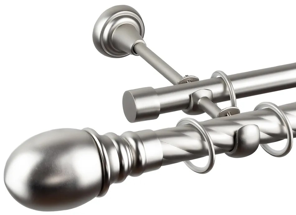 Κουρτινόβεργα διπλή twist Calypso 25/19 – χρώμιο ματ - 200 cm