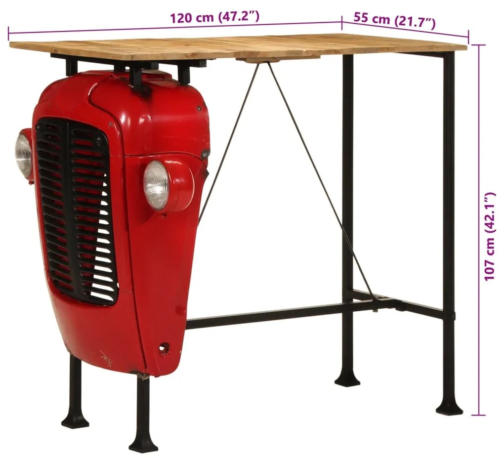 ΤΡΑΠΕΖΙ ΜΠΑΡ ΤΡΑΚΤΕΡ ΚΟΚΚΙΝΟ/ΚΑΦΕ 55X120X107 ΕΚ. ΜΑΣΙΦ ΜΑΝΓΚΟ 4009368