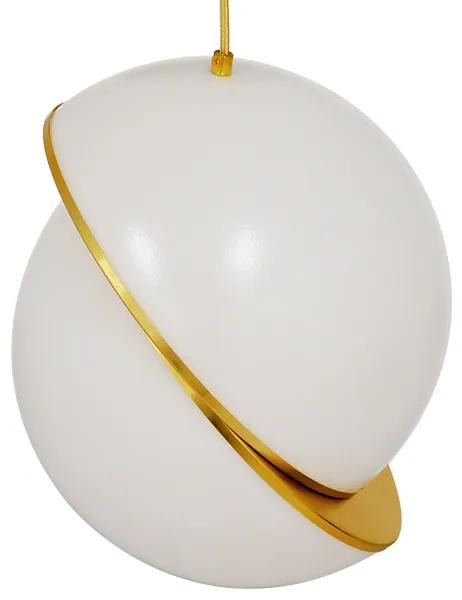 GloboStar® HUDSON 01555 Μοντέρνο Κρεμαστό Φωτιστικό Οροφής Μονόφωτο 1 x E27 Λευκό με Χρυσό Φ30 x Υ34cm