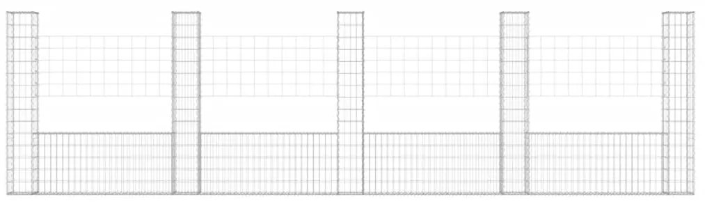 vidaXL Συρματοκιβώτιο σε U Σχήμα με 5 Στύλους 500x20x150 εκ Σιδερένιο