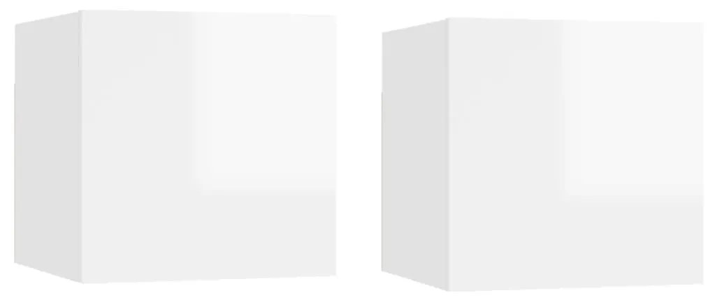 Κομοδίνα 2 τεμ. Γυαλιστερό Λευκό 30,5x30x30 εκ. από Μοριοσανίδα - Λευκό