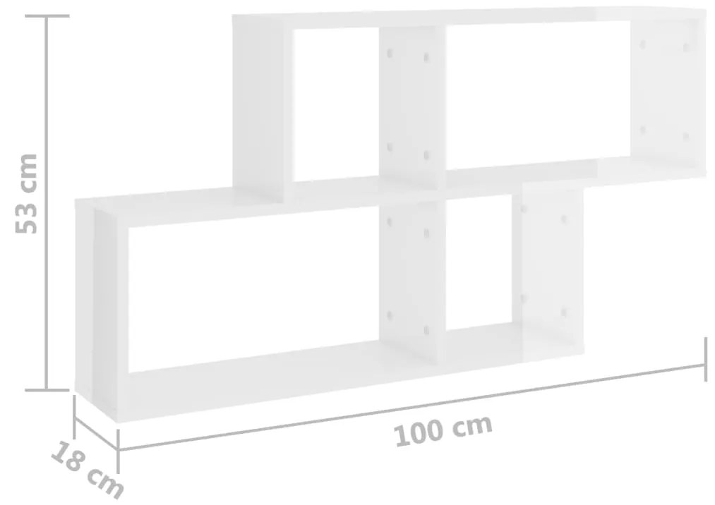 vidaXL Ραφιέρα Τοίχου Γυαλιστερό Λευκό 100x18x53 εκ. από Επεξ. Ξύλο