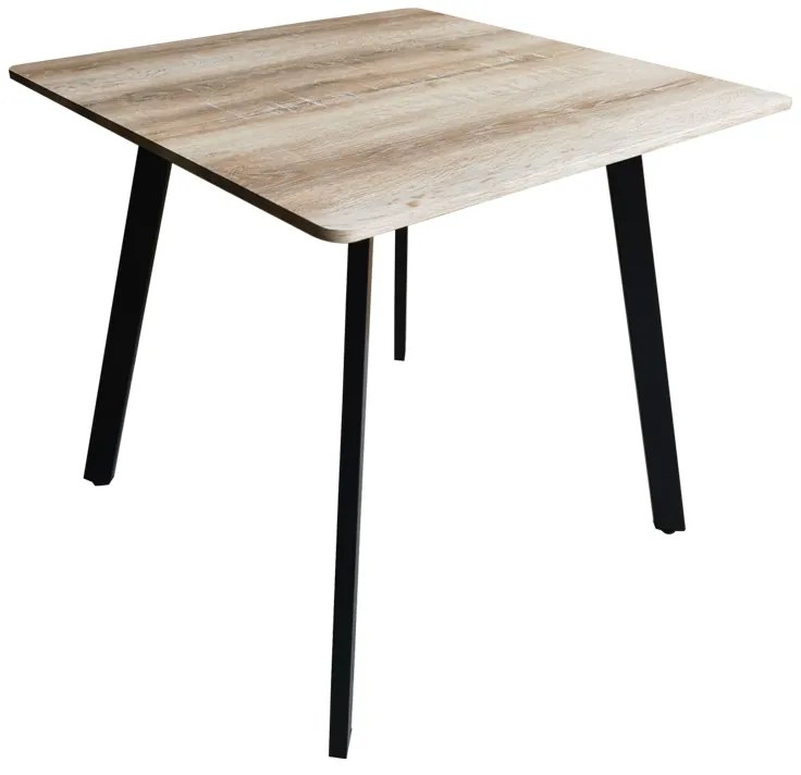 Τραπέζι Squaro pakoworld sonoma mdf με μαύρα μεταλλικά πόδια 80x80x75εκ