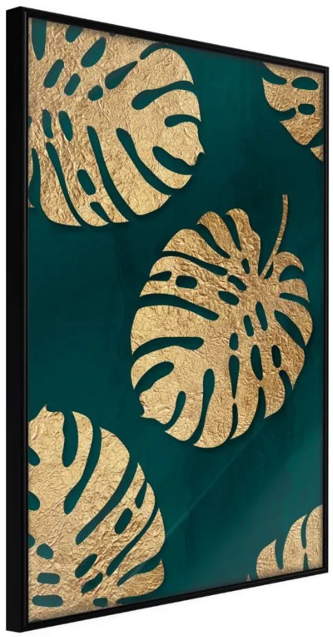 Αφίσα - Gilded Monstera Leaves - 40x60 - Μαύρο - Χωρίς πασπαρτού