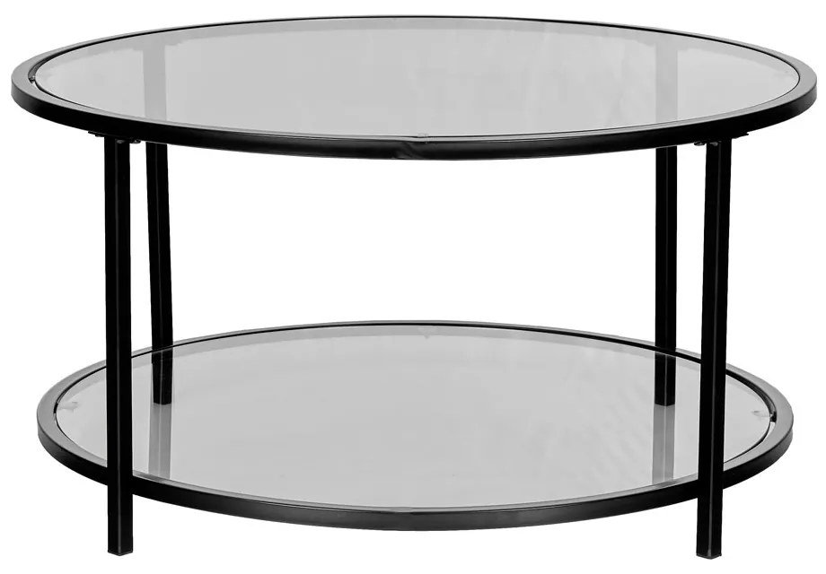 MOON COFFEE TABLE ΔΙΑΦΑΝΟ ΜΑΥΡΟ 80x80xH42cm - 04-0976