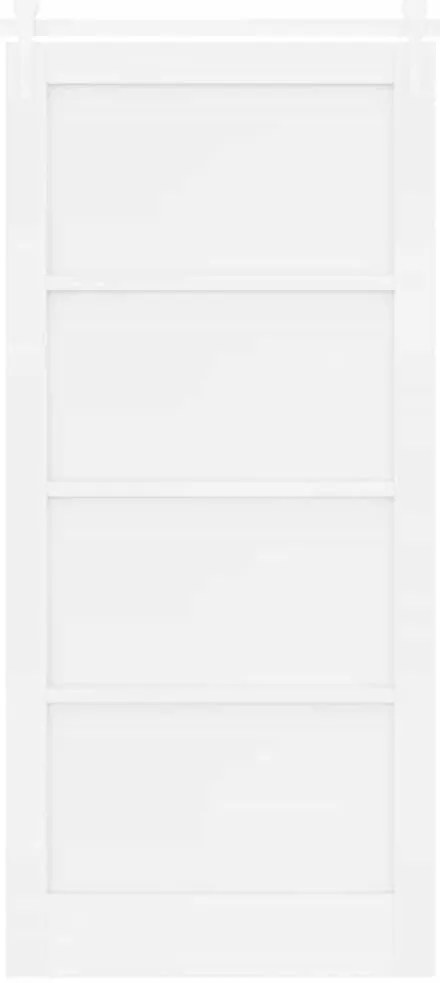 vidaXL Συρόμενη Πόρτα Λευκό 93 x 202 cm Μασίφ ξύλο πεύκου και χάλυβας