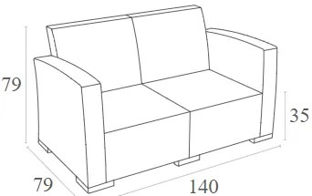 Καναπές Monaco 2Θέσιος White Πολυπροπυλενίου 140X79X79εκ.