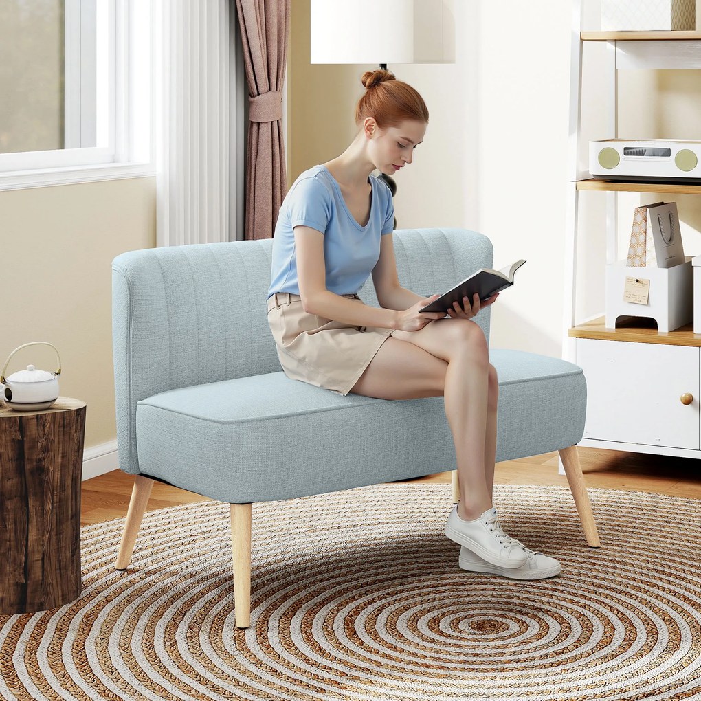 HOMCOM 2-θέσιο καναπέ, μαλακή ταπετσαρία, εύκολο στη συντήρηση κάλυμμα, έως 150 kg, 117 x 56,5 x 77 cm, Ανοιχτό πράσινο