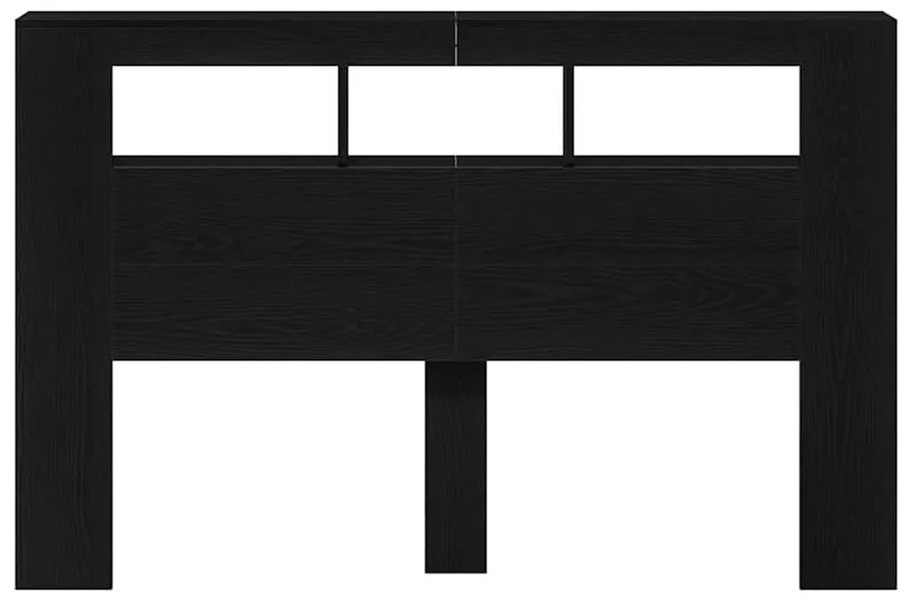 vidaXL LED κεφαλάρι με ράφι Μαύρη δρυς 160 x 18.5 x 103.5 εκ