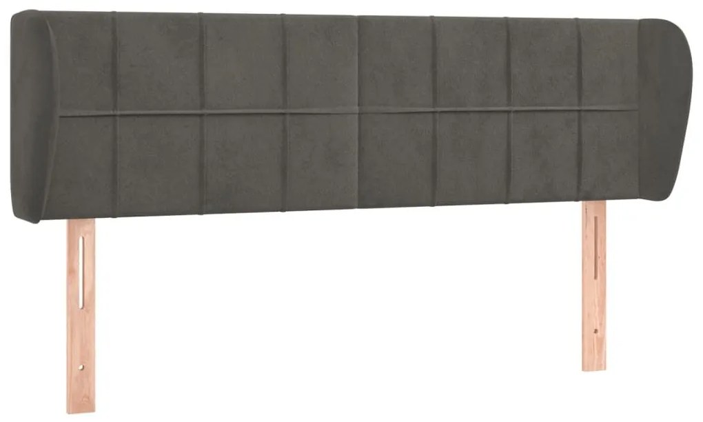 Κεφαλάρι με Πτερύγια Σκούρο Γκρι 147x23x78/88 εκ. Βελούδινο - Γκρι