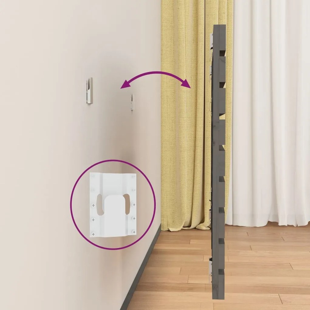 vidaXL Κεφαλάρι Τοίχου Γκρι 156x3x63 εκ. από Μασίφ Ξύλο Πεύκου
