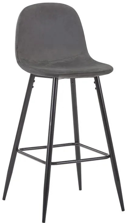 Σκαμπό μπαρ μεσαίου ύψους Bella ανθρακί βελούδο ύφασμα-πόδι μαύρο μέταλλο 41x47x93εκ 4αδα 41x47x93 εκ.