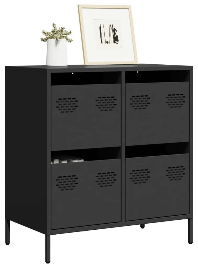 Ντουλάπι Μαύρο 68x39x73,5 εκ. από Χάλυβα Ψυχρής Έλασης