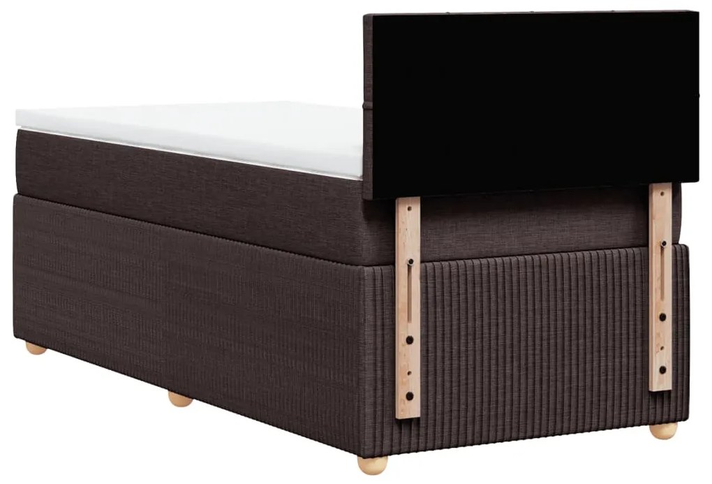 vidaXL Κρεβάτι Boxspring με Στρώμα Σκούρο Καφέ 80x200 εκ. Υφασμάτινο