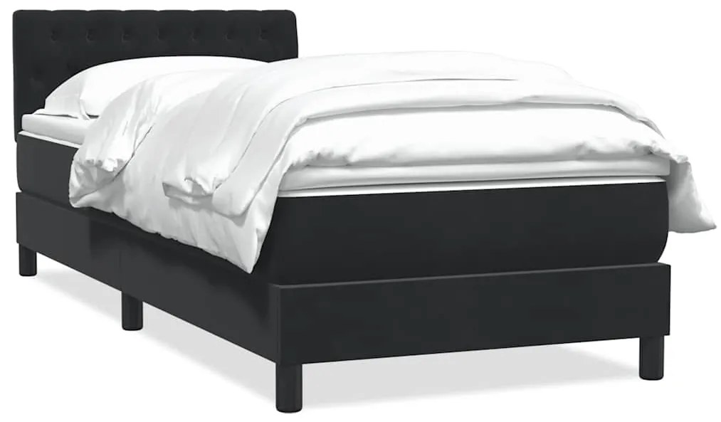 vidaXL Κρεβάτι Boxspring με Στρώμα Μαύρο 90x220 εκ. Βελούδινο