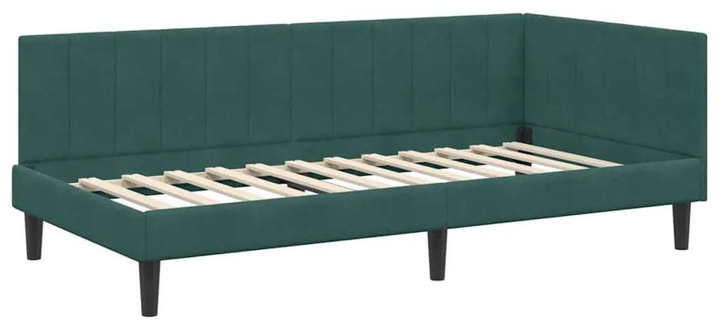 vidaXL Κρεβάτι γωνίας με στρώμα με στρώμα 2 pcs Πράσινο Βελούδο