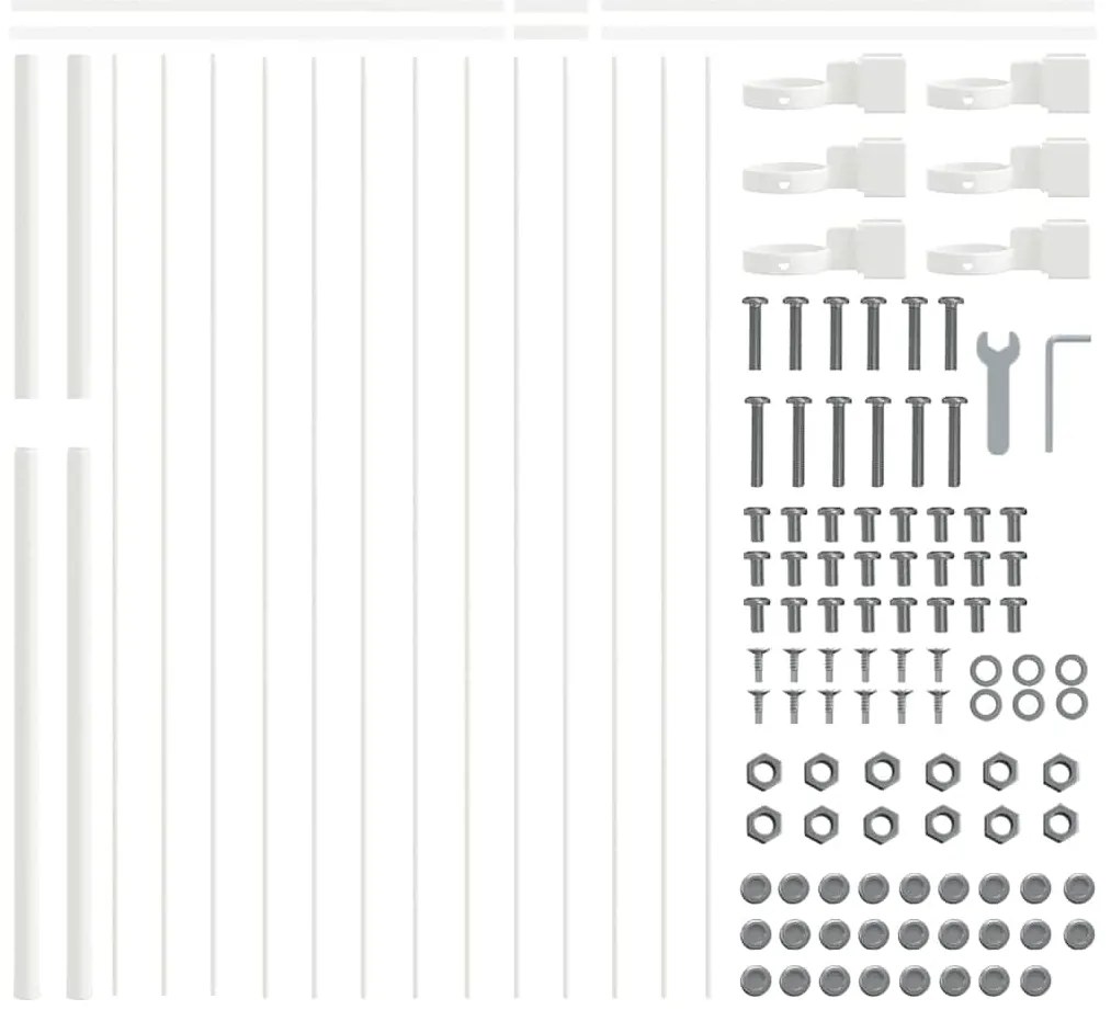vidaXL Φράχτης Κήπου Λευκό Ατσάλι