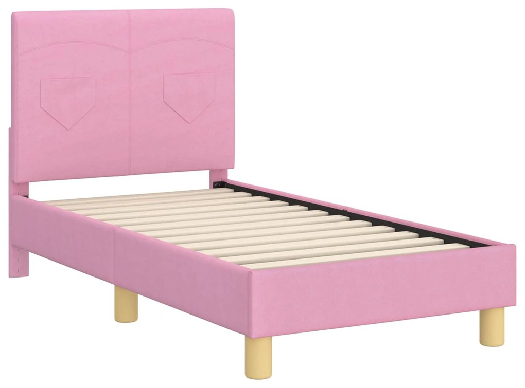 vidaXL Κρεβατική βάση για παιδιά με προσκέφαλο Ροζ 70 x 140 cm ύφασμα