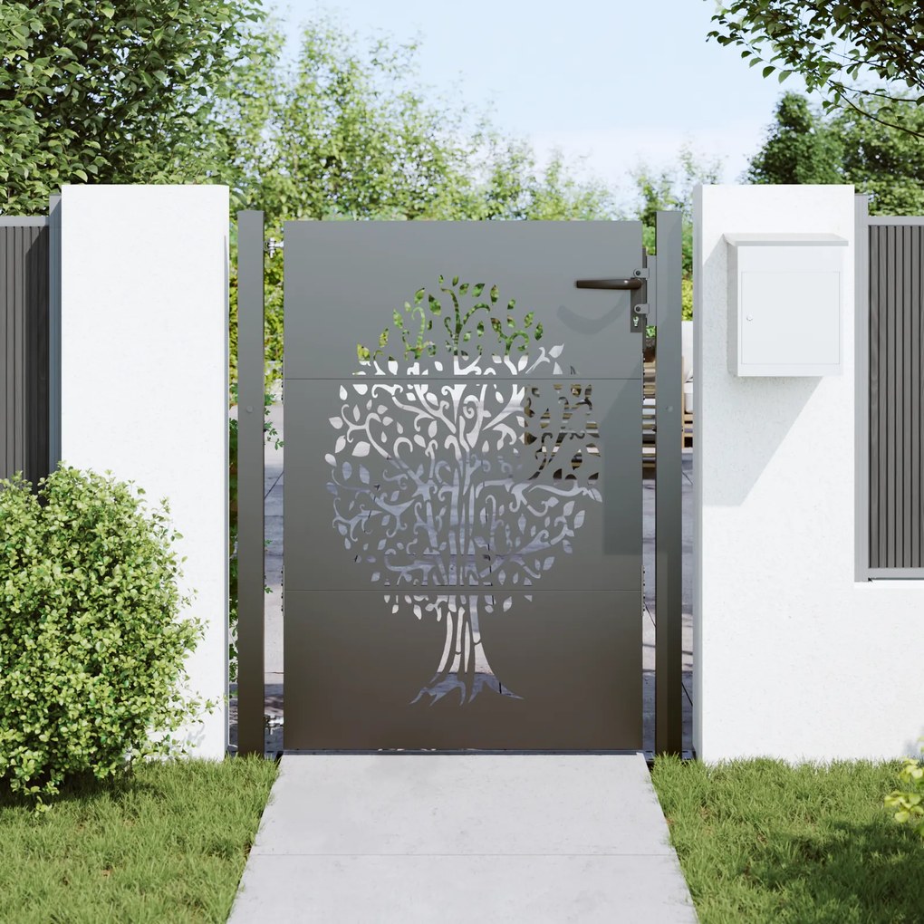 vidaXL Πύλη Κήπου, Πύλη Κήπου 105x75 εκ. Χάλυβας Corten με Σχέδιο Δέντρου