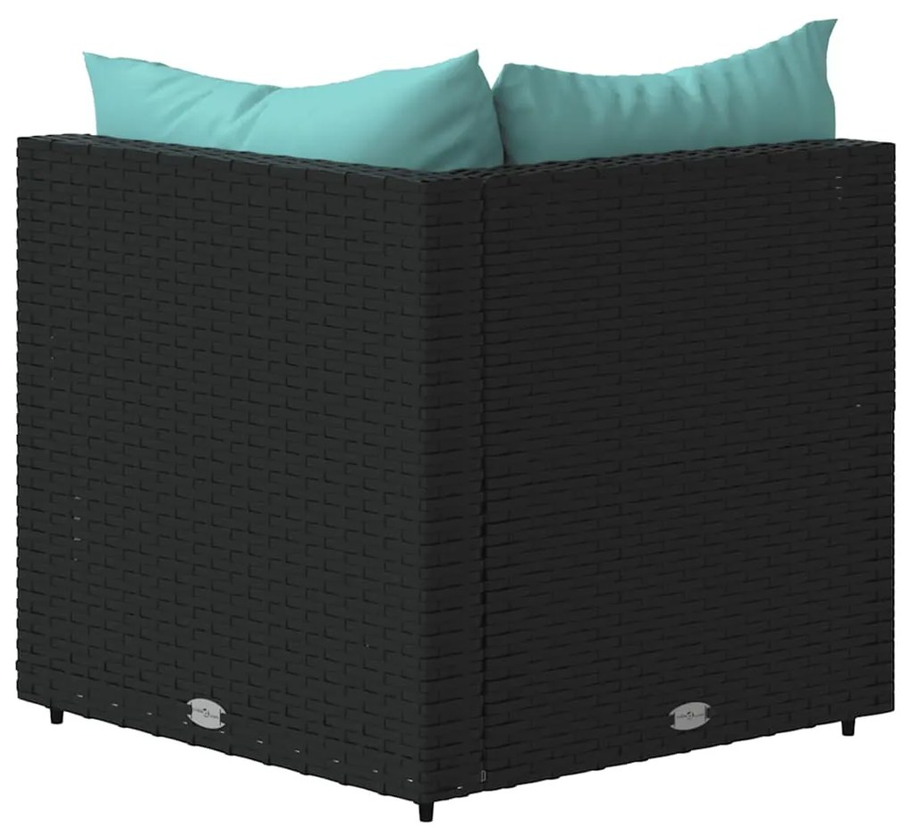 vidaXL Καναπέδες Κήπου Γωνιακοί με Μαξιλάρια 2 τεμ. Μαύρο Συνθ. Ρατάν