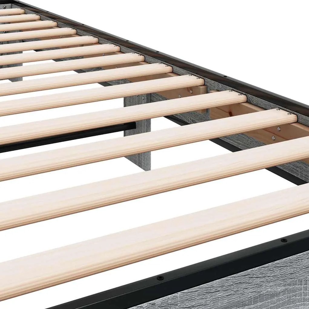vidaXL Πλαίσιο Κρεβατιού Γκρι Sonoma 100x200 εκ. Επεξ. Ξύλο &amp; Μέταλλο