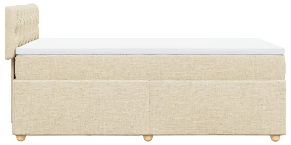 vidaXL Κρεβάτι Boxspring με Στρώμα Κρεμ 100 x 200 εκ. Υφασμάτινο