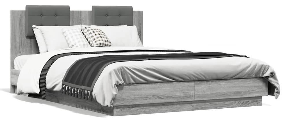 Πλαίσιο Κρεβατιού με Κεφαλάρι Γκρι Sonoma 150x200εκ. Επεξ. Ξύλο