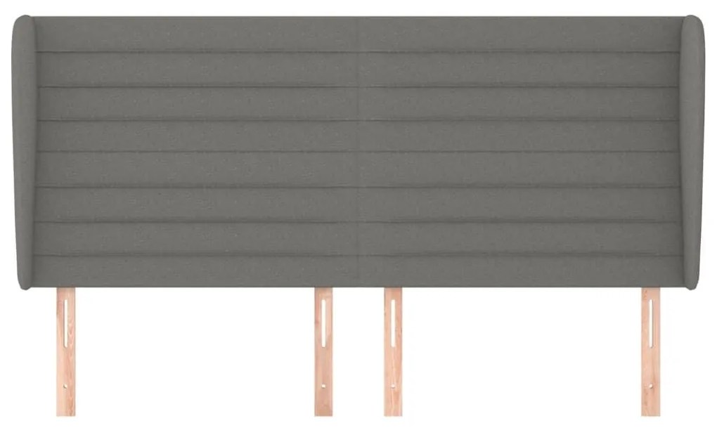 Κεφαλάρι με Πτερύγια Σκούρο Γκρι 163x23x118/128 εκ. Υφασμάτινο - Γκρι