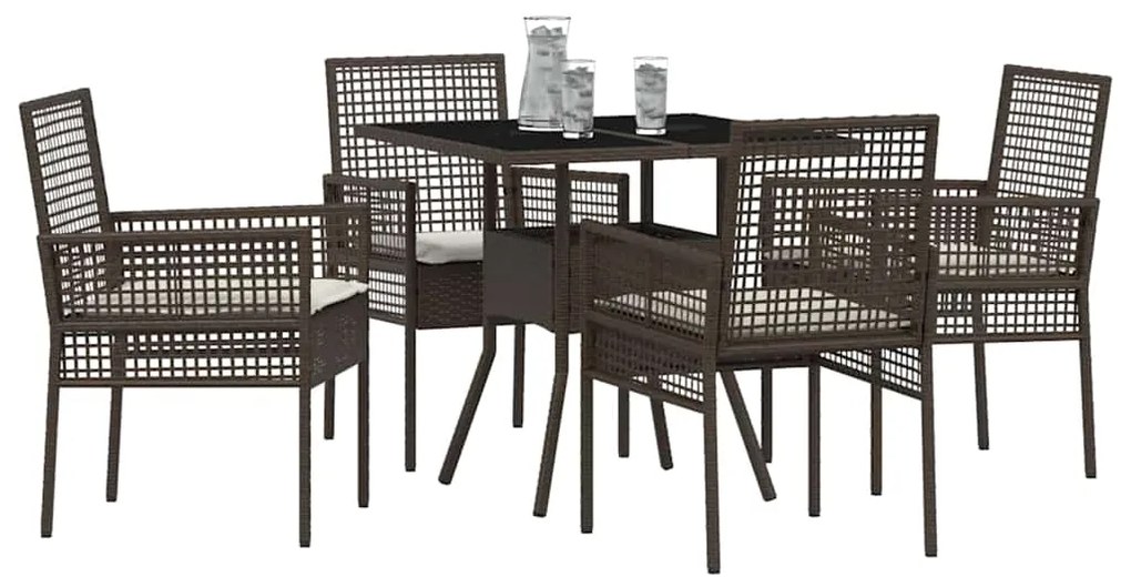 vidaXL Σέτ φαγητού για κήπο 5 pcs Καφέ Πολυ ράταν