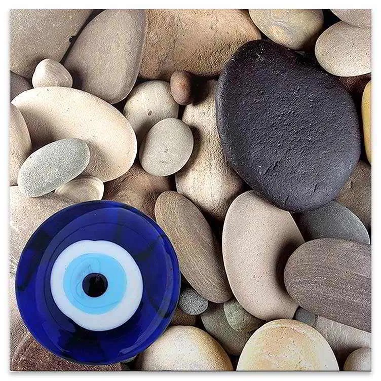 Πίνακας σε καμβά Evil Eye Beads And Stones&quot; Megapap ψηφιακής εκτύπωσης 50x50x3εκ.&quot;