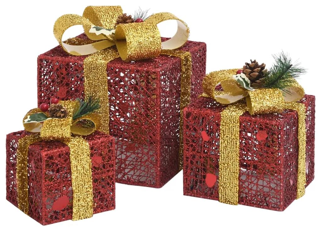 vidaXL Κουτιά Δώρων Χριστουγεννιάτικα Εξωτερικού Χώρου 3 Τεμ. Κόκκινα