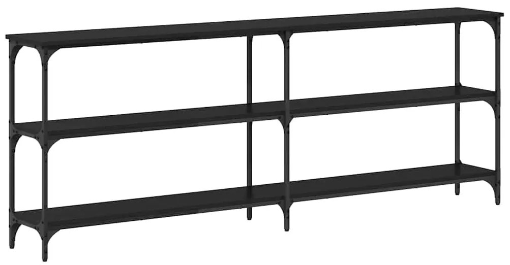 vidaXL Τραπέζι Κονσόλας με ράφι Μαύρη δρυς 200 x 29 x 75 cm