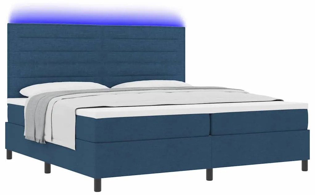vidaXL Κρεβάτι με ελατήρια με στρώμα Μπλε 200 x 200 cm ύφασμα