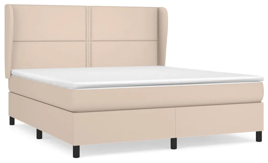 Κρεβάτι Boxspring με Στρώμα Καπουτσίνο 180x200 εκ. Συνθ. Δέρμα - Καφέ