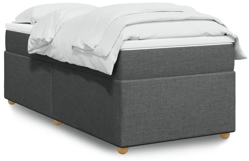 Κρεβάτι Boxspring με Στρώμα Σκούρο Γκρι 90x200 εκ. Υφασμάτινο