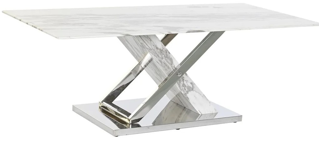 Τραπεζάκι Καφέ DKD Home Decor Λευκό Ασημί Κρυστάλλινο Χάλυβας 120 x 60 x 42 cm