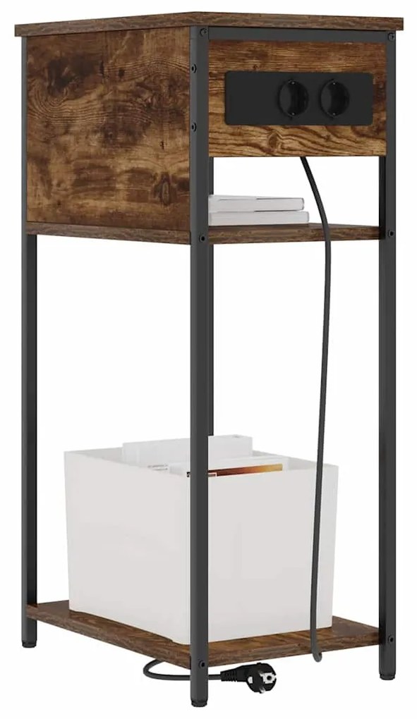 vidaXL Κομοδίνο Καπνιστή δρυς 41 x 28 x 76 εκ. Επεξεργασμένο ξύλο
